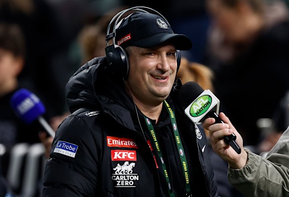 Likely candidate: Magpies assistant Hayden Skipworth appears ready to make the step up.