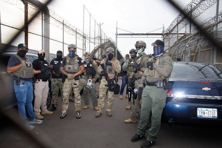 ICE agents at at the Delaney detention centre, New Jersey, in June 2025.