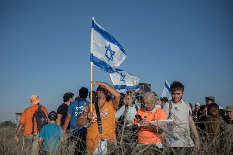 Israeli Jewish settlers march to Gaza on July 30 2025.