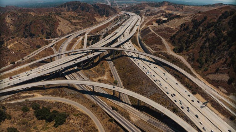 Freeways in LA from the air.