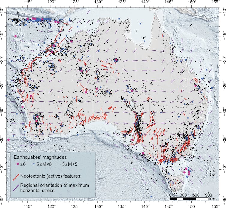 Map of Australian earthquakes