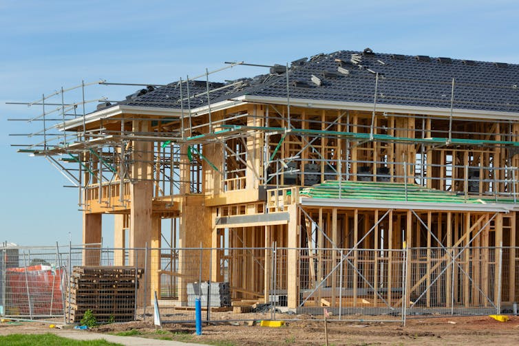 A two storey house under construction