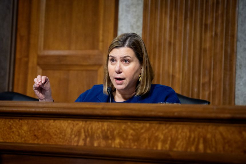 Sen. Elissa Slotkin questions during a Senate Armed Services confirmation hearing on Capitol Hill on January 14 in Washington, DC.