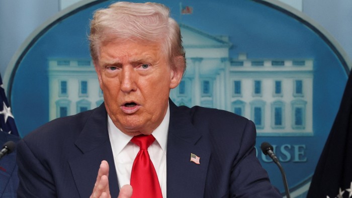 US President Donald Trump speaks to the press about deploying federal law enforcement agents in Washington