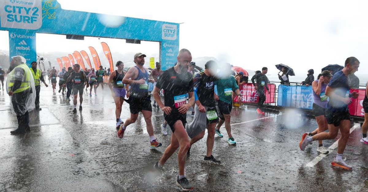 Tens of thousands of runners brave rainy Sydney for the wettest City2Surf in 12 years - 9News