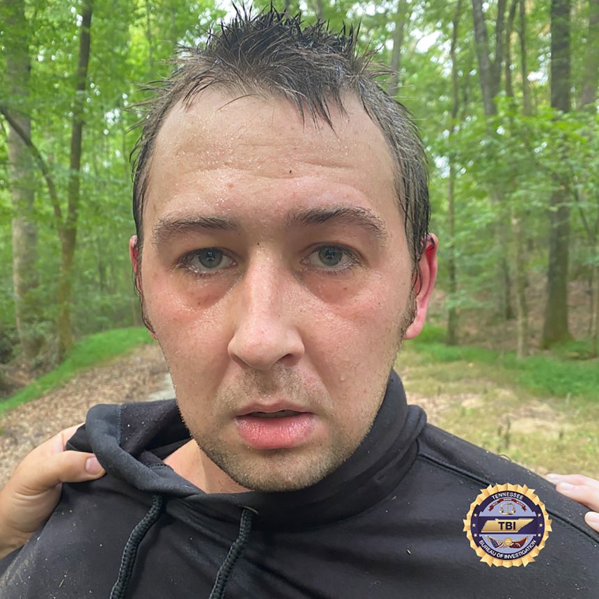 The Tennessee Bureau of Investigation released an image showing Austin Drummond moments after being captured.