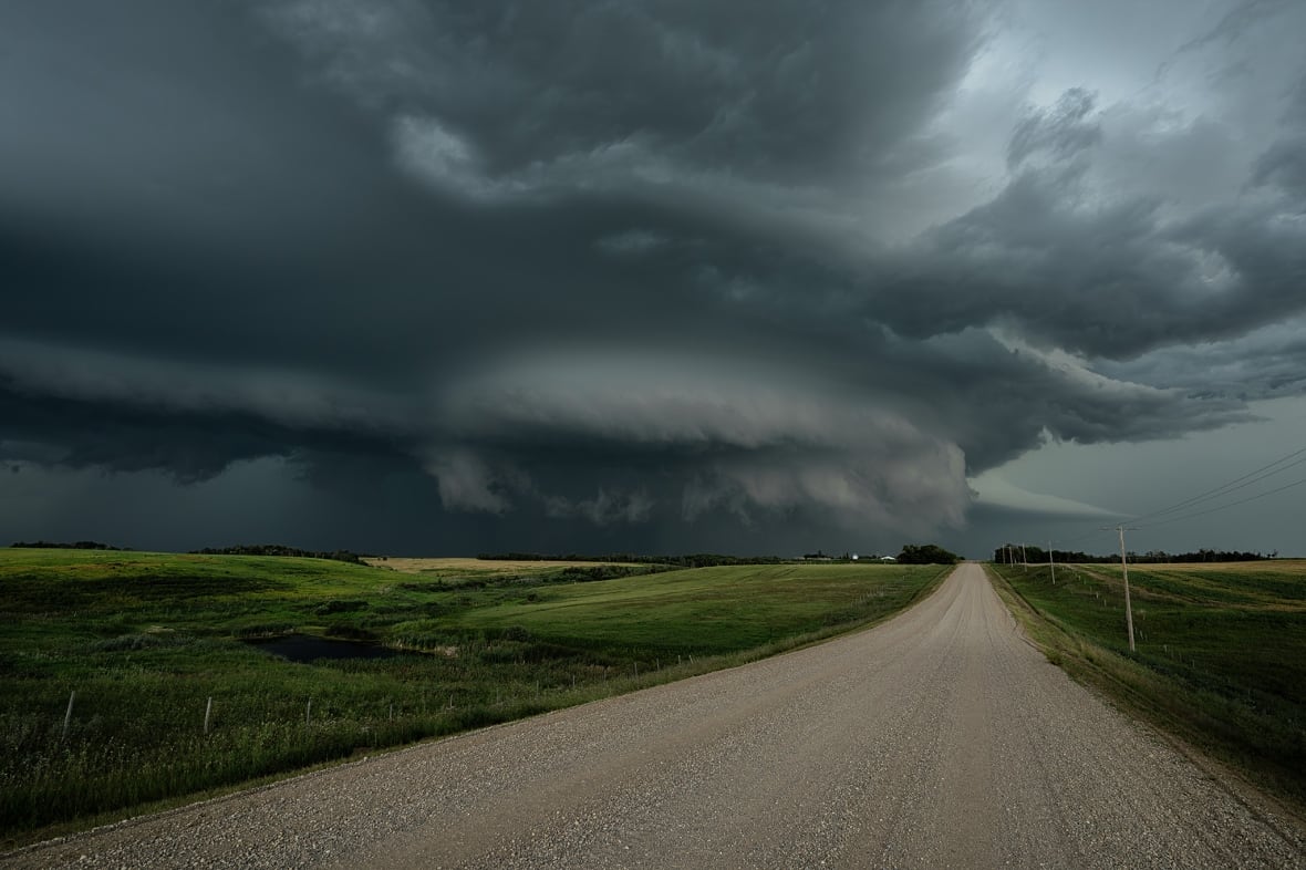 storm over a gravel road