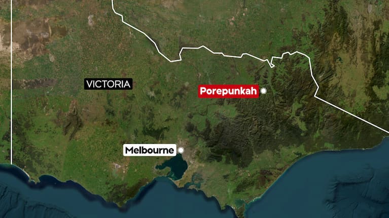 Map showing location of the Victorian town of Porepunkah