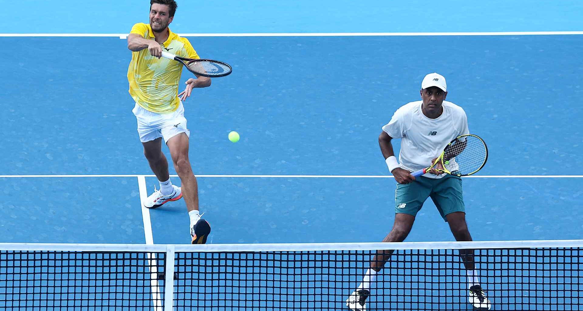 Nikola Mektic and Rajeev Ram in action at the Cincinnati Open.