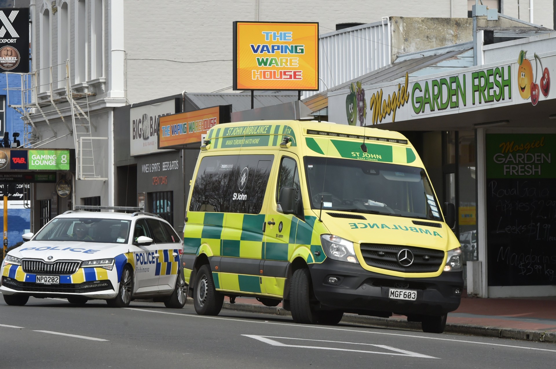 Emergency services were called to Gordon Rd, Mosgiel, this afternoon. PHOTO: GREGOR RICHARDSON