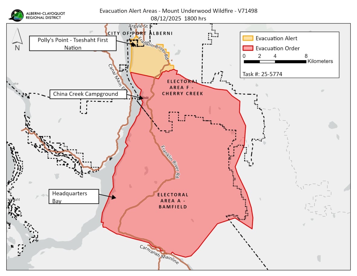 A map with an area highlighted in red, and an area just above it in yellow.