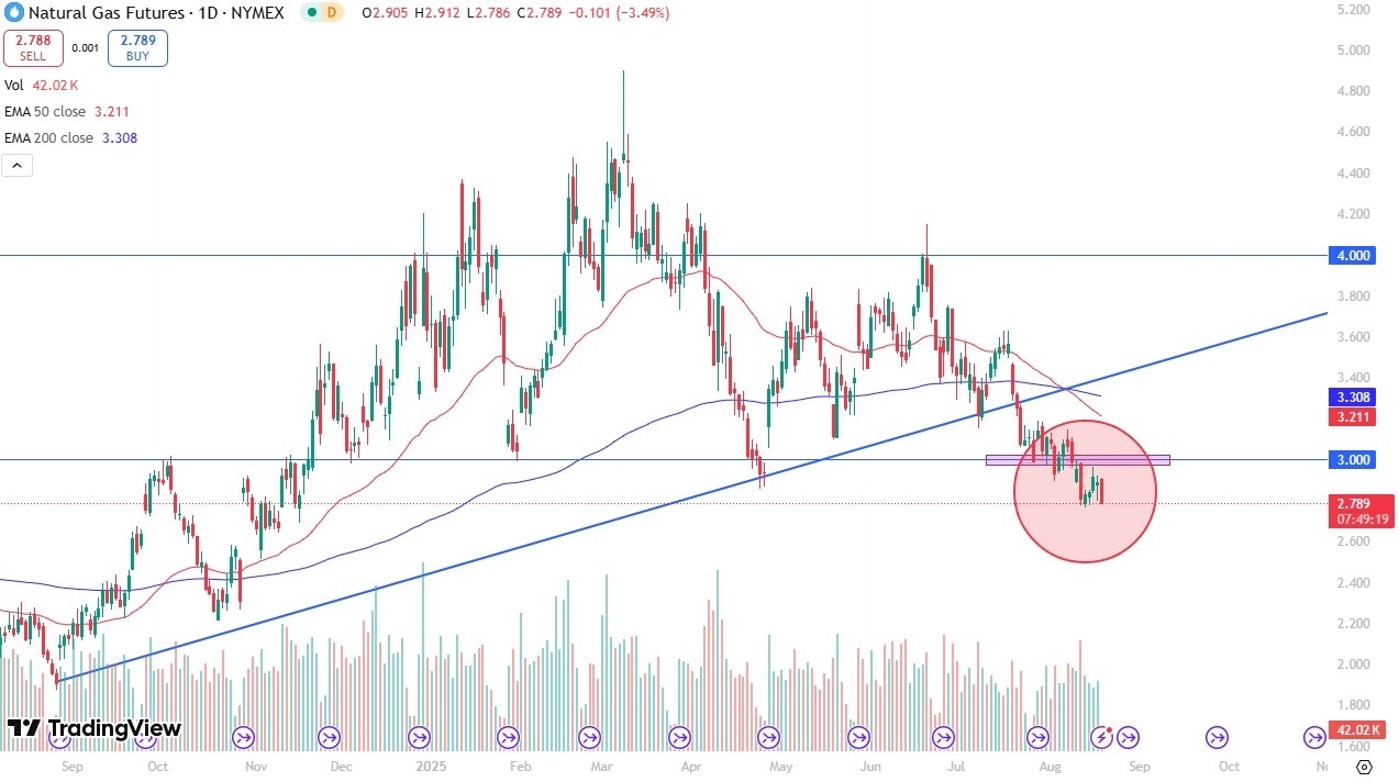 Natural Gas Forecast 20/08: Deeper Losses (Chart)