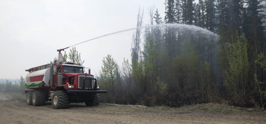 Image of a water tanker fighting a fire