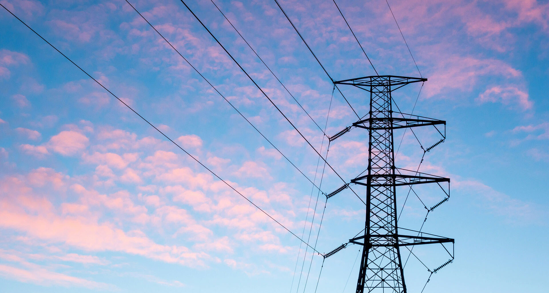 Power lines photographed in the morning.