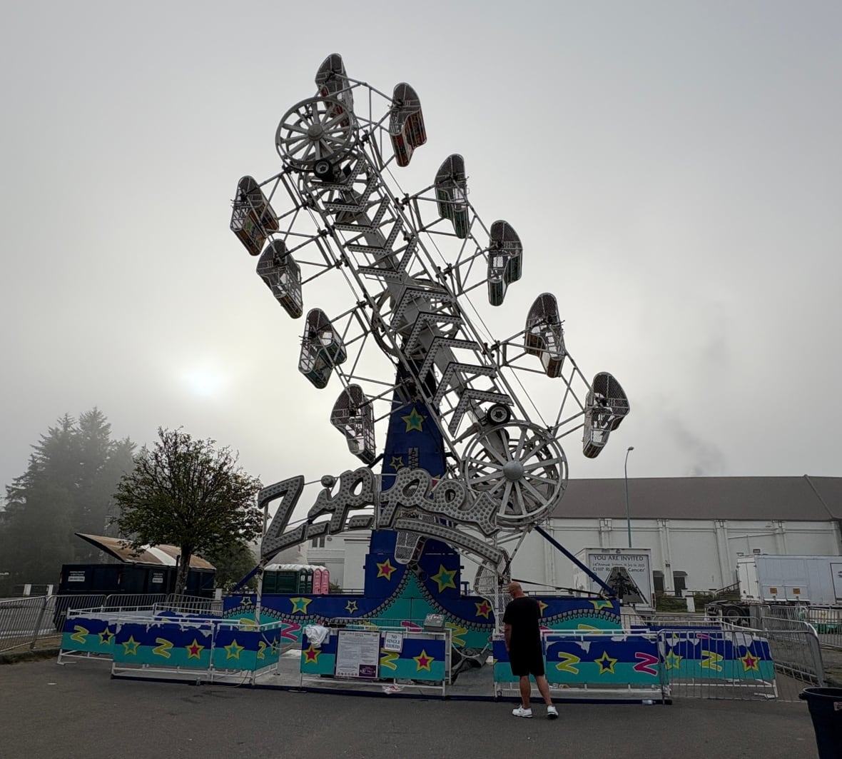 A thrill ride at a carnival.