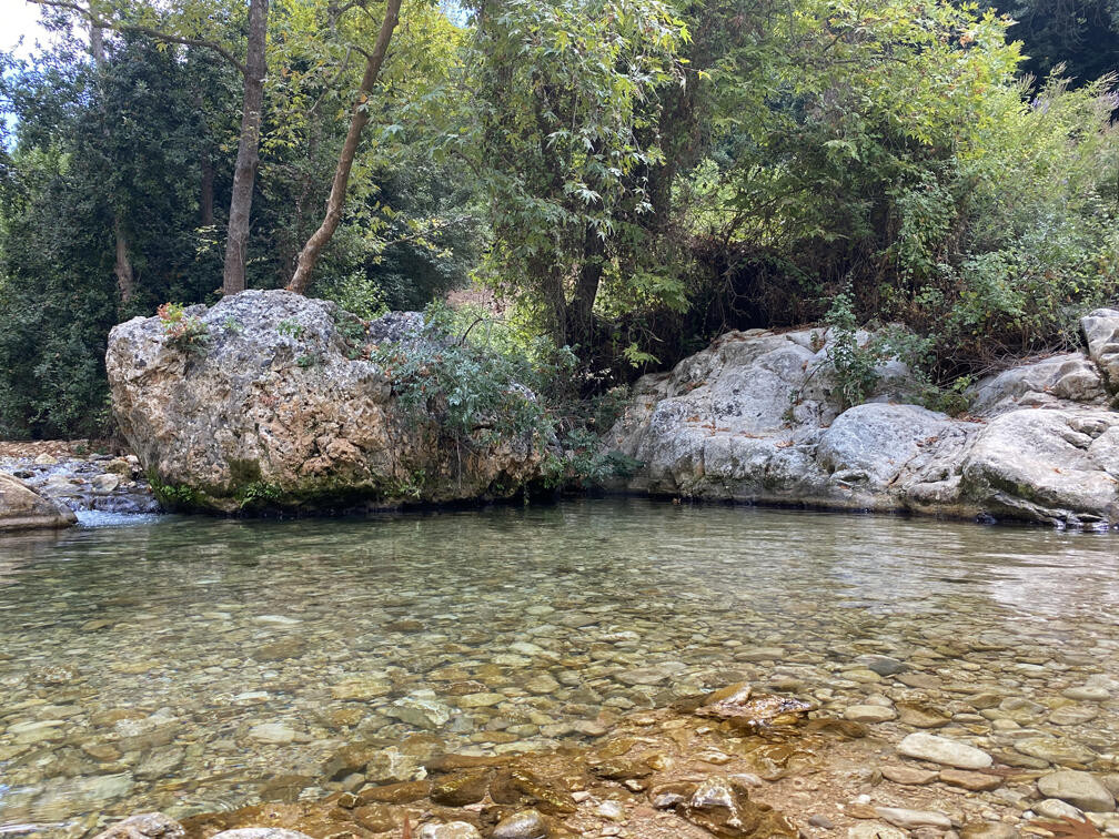 בריכת גן עדן עם מים צלולים בנחל כזיב