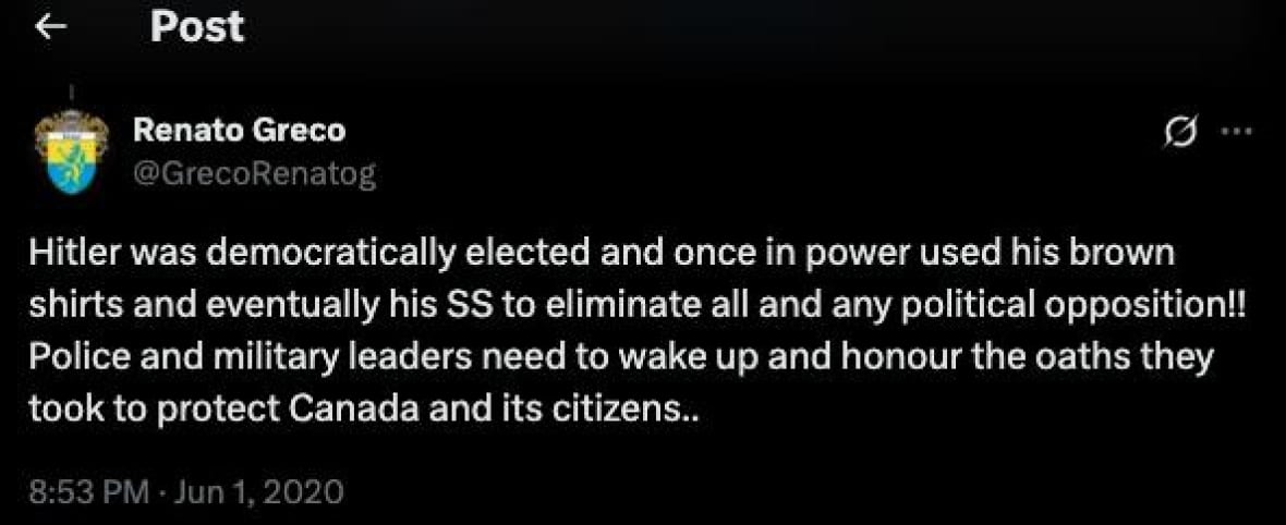 A social media post with support for Hitler. 
