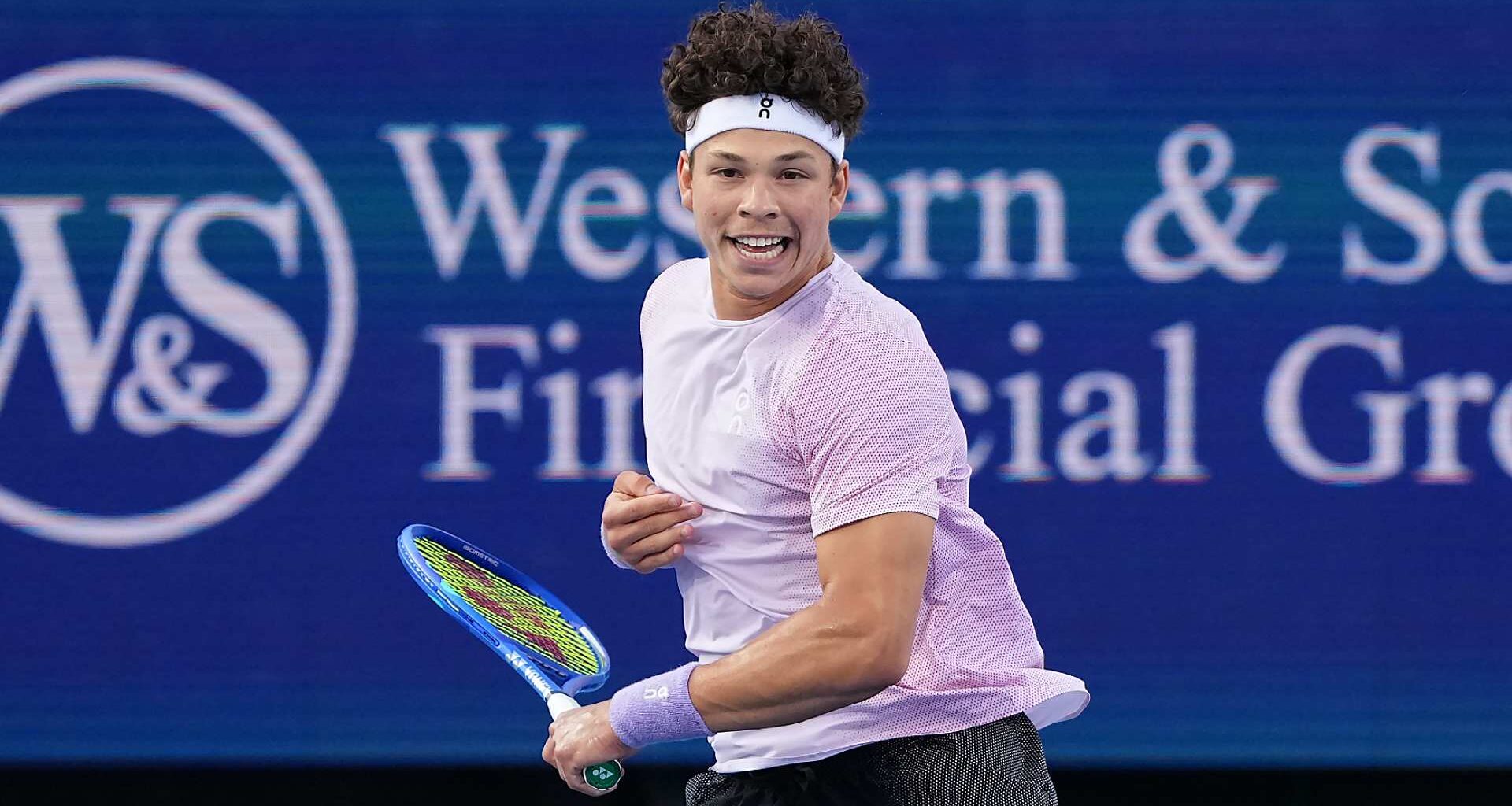 Ben Shelton in action at the Cincinnati Open on Sunday.