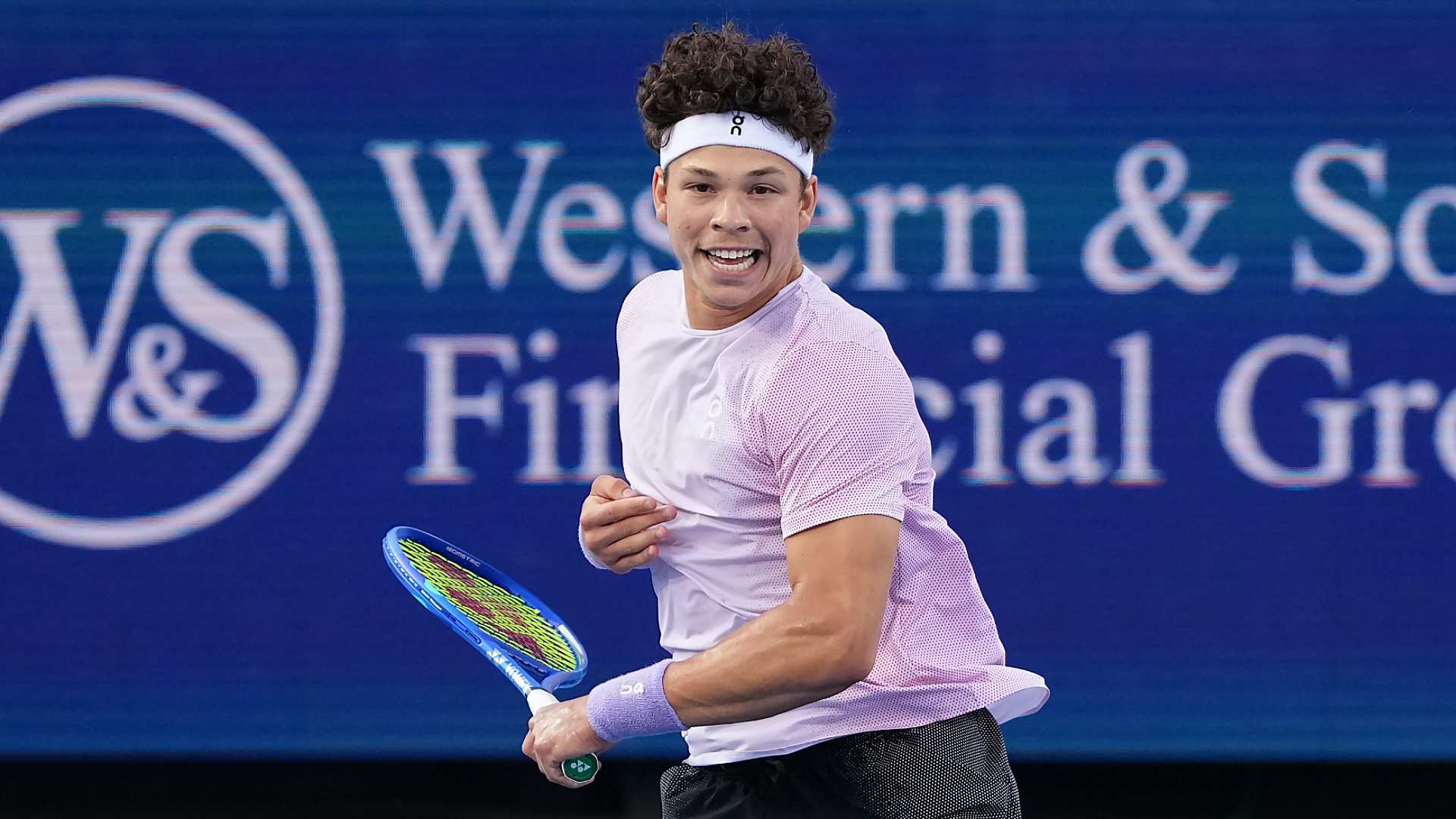 Ben Shelton in action at the Cincinnati Open on Sunday.