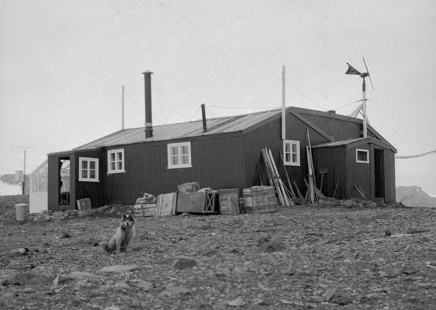 Undated handout photo issued by British Antarctic Survey of Admiralty Bay Base on King George Island in 1951 where Dennis Bell was working.