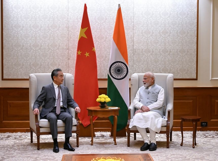 Indian Prime Minister Narendra Modi meets with visiting Chinese Foreign Minister Wang Yi in New Delhi, India on August 19, 2025.