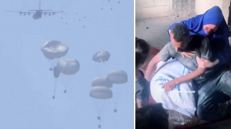 gaza aid air drop israel