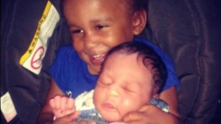 Little Ameiya and her baby brother Ricardo Junior. Pic: Kayla Del-Brocco/PA Wire