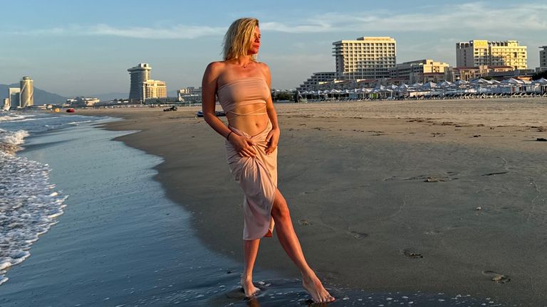 Russian tourist Anastasiya Samsonova at the Wonsan-Kalma beach resort in North Korea. Pic: Anastasiya Samsonova