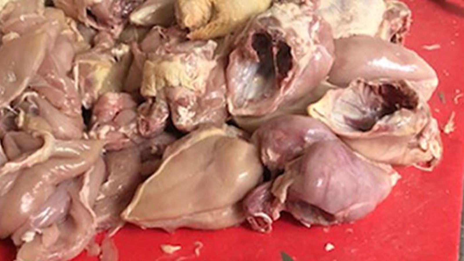 Some of the tainted meat being prepared for sale. Pic: Southwark Council/PA