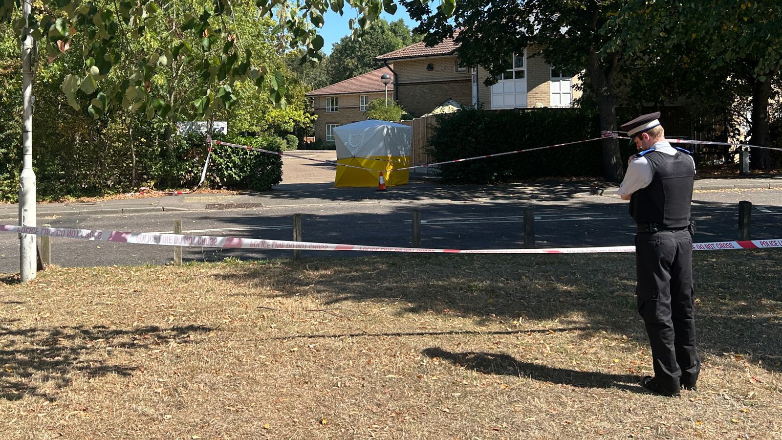 A police tent at the scene in Chadwell Heath Lane. Pic: PA