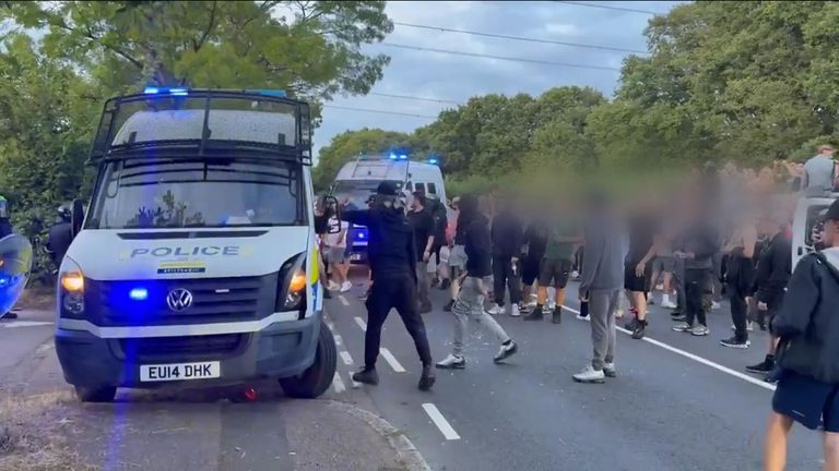 Anti-migration protesters in Epping in July