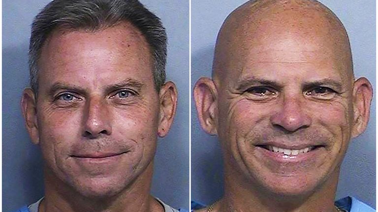 Lyle Menendez, right, and his brother Erik in undated booking photos. Pic: California Department of Corrections via AP