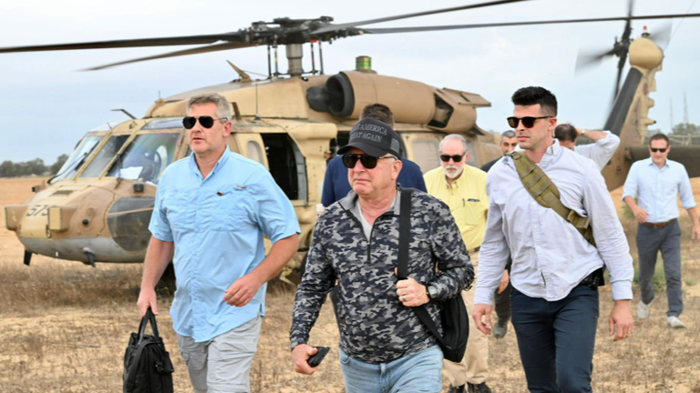 US special envoy Steve Witkoff (centre) visiting Gaza.
Pic: X/USAmbIsrael