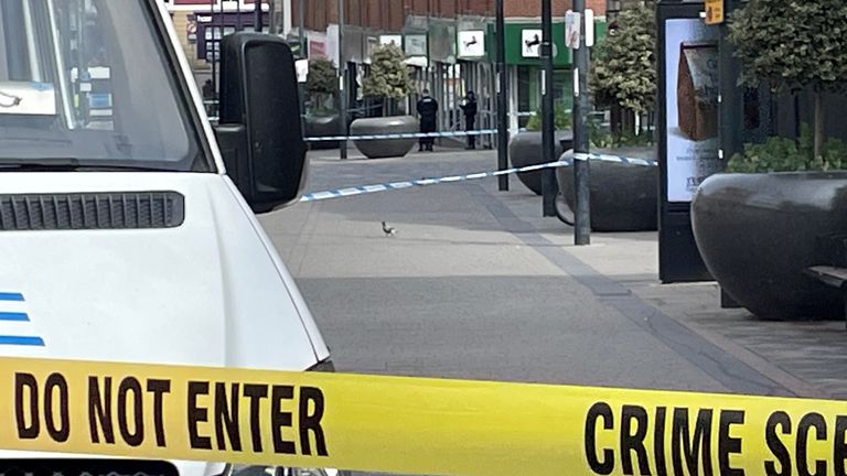 The attack took place at a branch of Lloyds Bank in Derby city centre. Pic: PA
