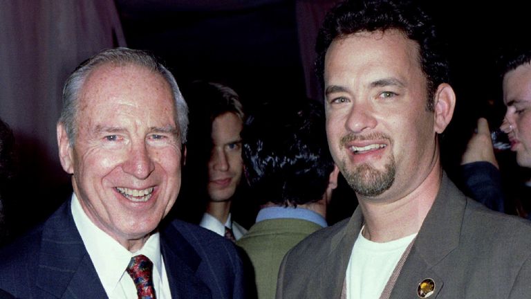 Lovell poses with Tom Hanks, who played him on the big screen. Pic: Reuters