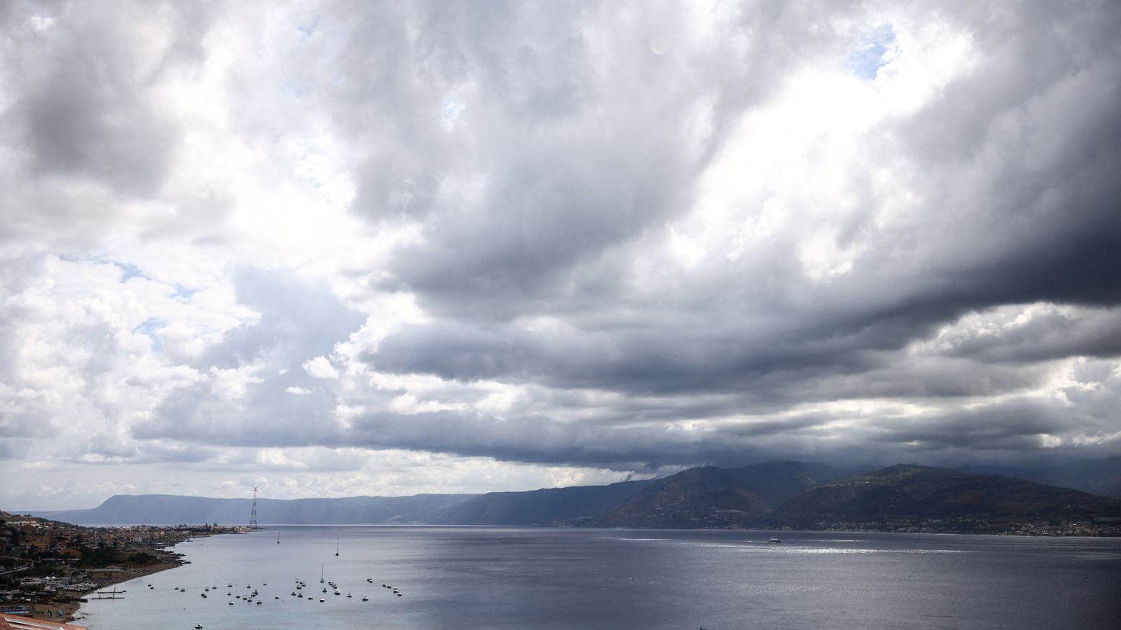 A general view shows the Strait of Messina, the planned site for a suspension bridge connecting Sicily to mainland Italy. Pic: Reuters