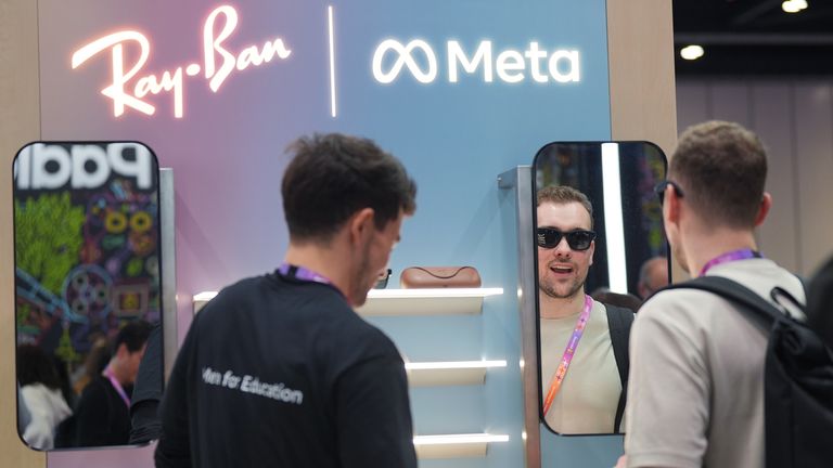 Ray-Ban Meta AI glasses are shown off at the annual British Educational Training and Technology conference. Pic: PA