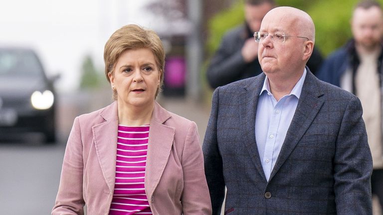 Nicola Sturgeon with estranged husband Peter Murrell. Pic: PA