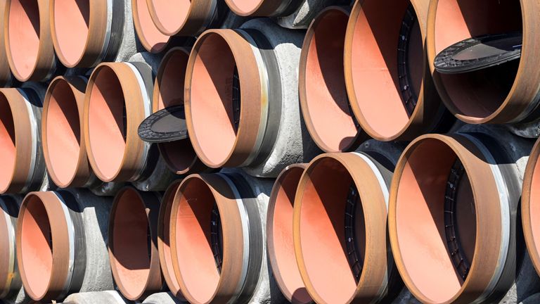 Spare pipes for the Nord Stream 2 gas pipeline. File pic: Reuters/Fabian Bimmer