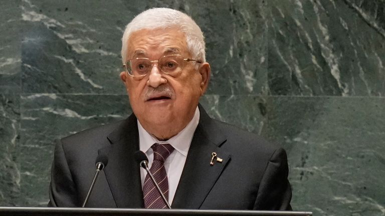 Mahmoud Abbas addressed the general assembly in 2024, but is barred from next month's meeting. Pic: AP