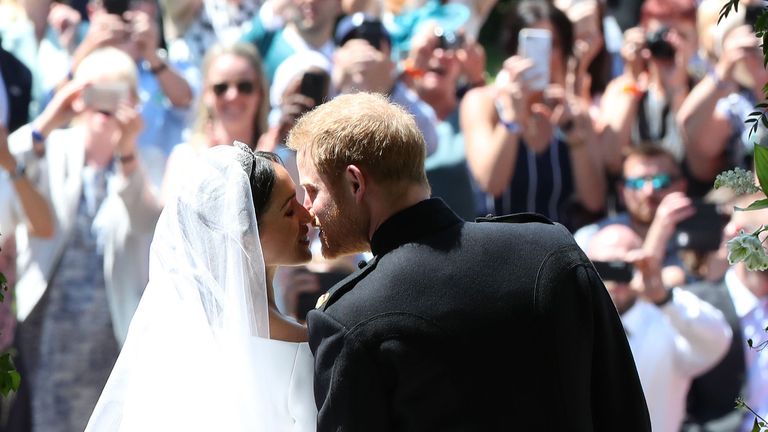 Harry and Meghan on their wedding day in May 2018. Pic: Danny Lawson/PA