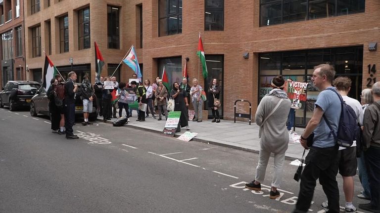 Monday's protesters waved flags and banged pan lids