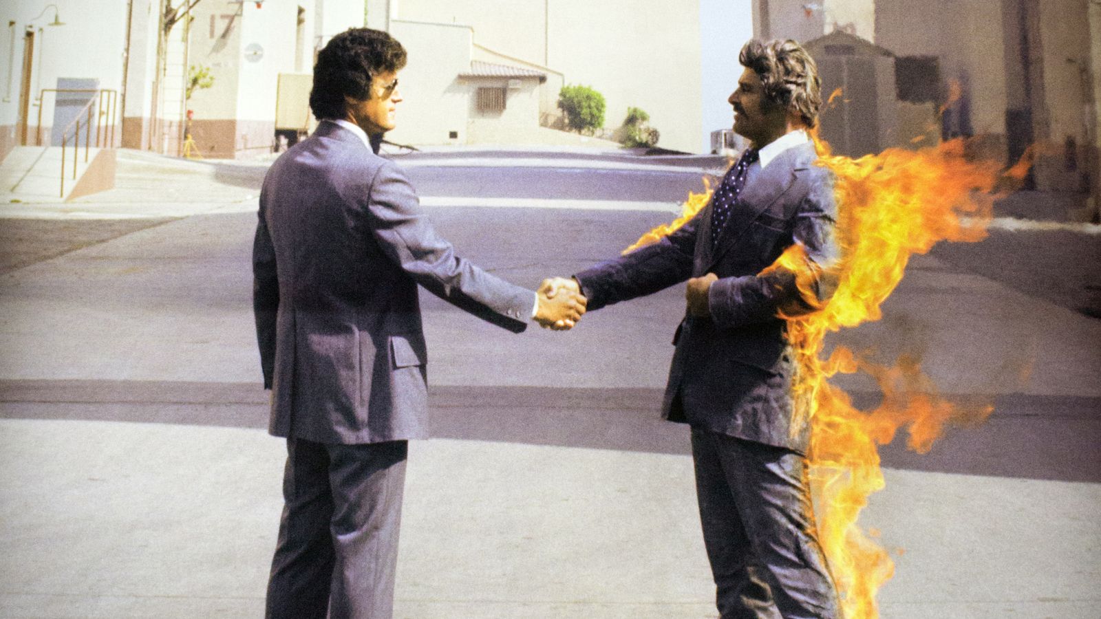 Ronnie Rondell Jr on the cover of Pink Floyd's album Wish You Were Here. Pic: Rahman Hassani/SOPA Images/LightRocket/Getty Images