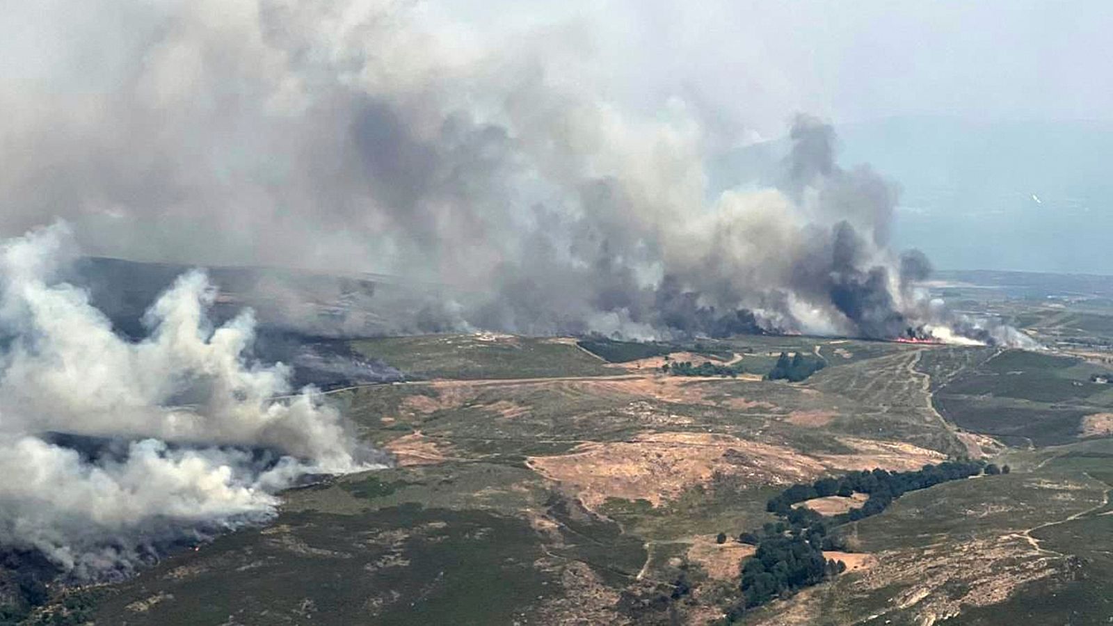 One of the wildfires in Spain. Pic: Securite Civile/AP