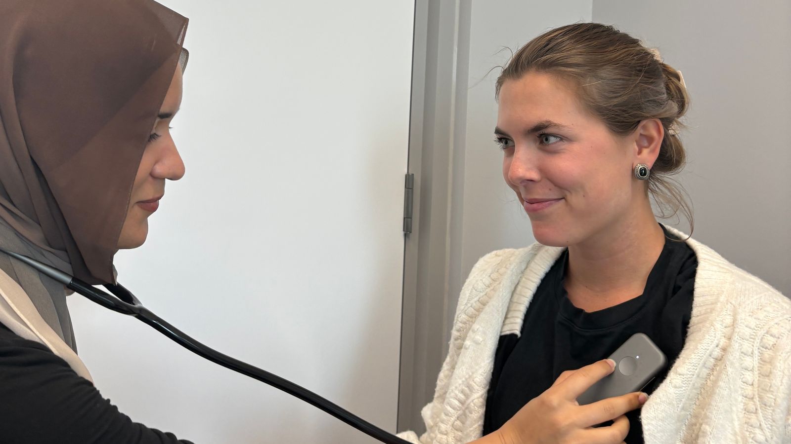 The AI stethoscope being used on a patient in London. Pic: PA