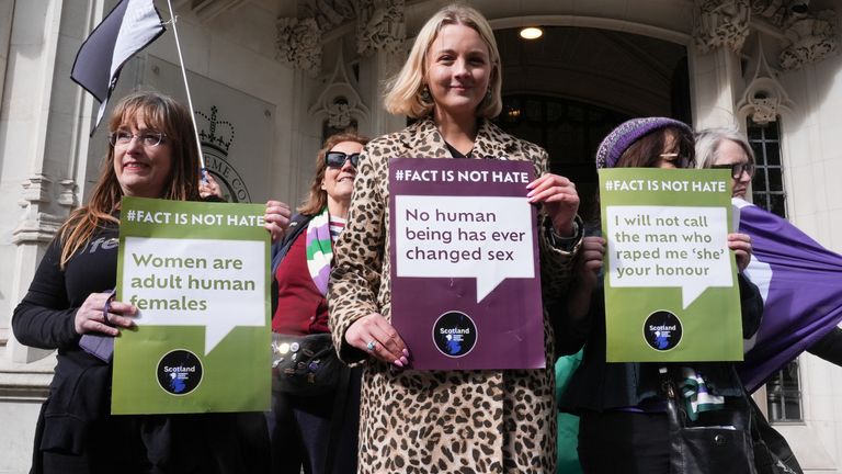 Campaigners outside the Supreme Court in London in April. Pic: PA