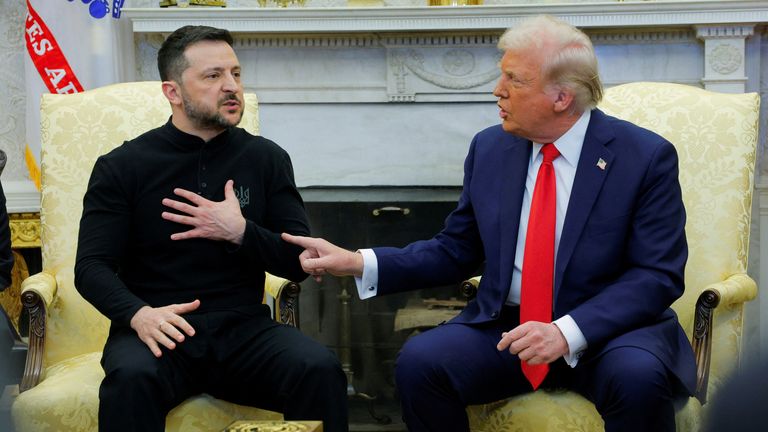 Zelenskyy and Trump during their exchange in the Oval Office. Pic: Reuters