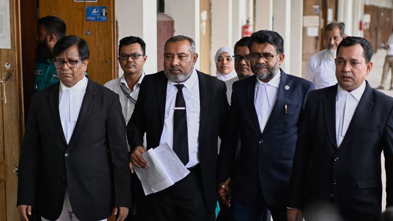 Bangladeshi prosecutors at court for the Tulip Siddiq case. Pic: AP
