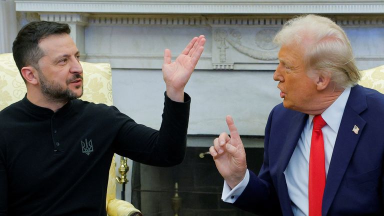 Volodymyr Zelenskyy and Donald Trump argued in the White House. Pic: Reuters