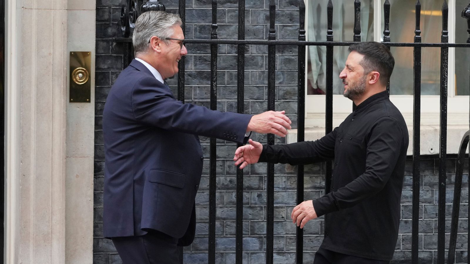 Keir Starmer welcomed Volodymyr Zelenskyy to Downing Street on Thursday. Pic: AP